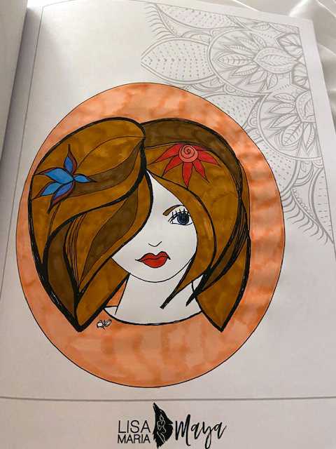 Page from Lisa's Coloring book that was colored by a friend